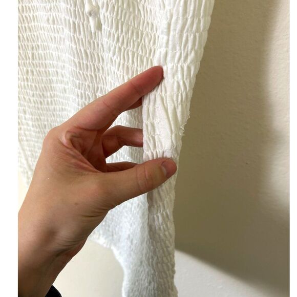 Vintage Y2K babydoll Poof New York Shirt white stretch Size L‎ milkmaid ruched - Picture 10 of 12